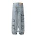 Vêtements pour hommes Jeans de travail multi-poches Jeans amples droits à jambes larges Pantalons de nettoyage décontractés pour couples Hip Hop_voghion.com