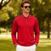 Men's Breathable Jacquard Polo Shirt - Loose Fit Long Sleeve Casual Top For Golf & Everyday Wear_voghion.com