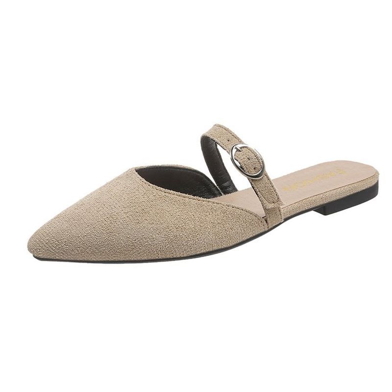 Damesschoenen Teen Eenlijns Temperament Japanse Stijl Platte Bodem Gesloten Teen Pantoffels Voor Vrouwen Lente Nieuwe Stijl Buiten Half-slip Sandalen Werkschoenen_voghion.com