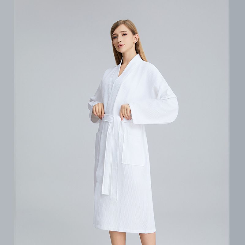 Bathrobe Men's And Women's Bathrobe Pure Cotton Cut Velvet Towel Material Spring And Autumn Nightgown Long Couple Water Absorbing Quick Drying_voghion.com