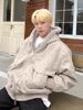 Men's Winter Hooded Puffer Jacket, Oversized Style, Retro Quilted Coat With Marble Print, Streetwear-Inspired Warm Outerwear_voghion.com