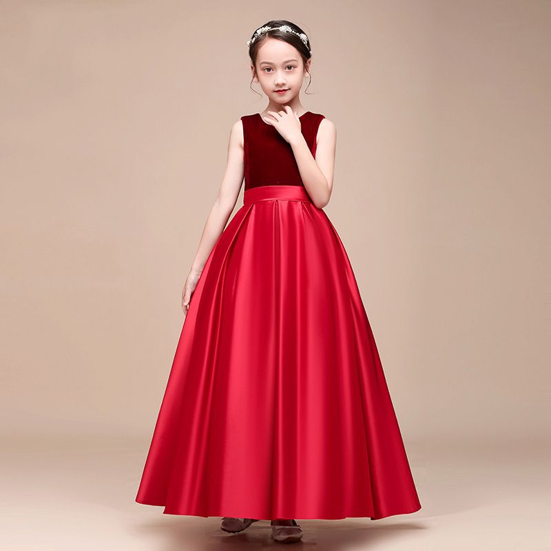 Kids’ Clothing Summer New Small And Medium Children's Dark Green Violin Chorus Dress Girls Piano Performance Dress_voghion.com