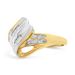 10K Yellow and White Gold 1.00 Cttw Round And Baguette-Cut Diamond Accent Bypass Ring (H-I Color, I2-I3 Clarity)_voghion.com
