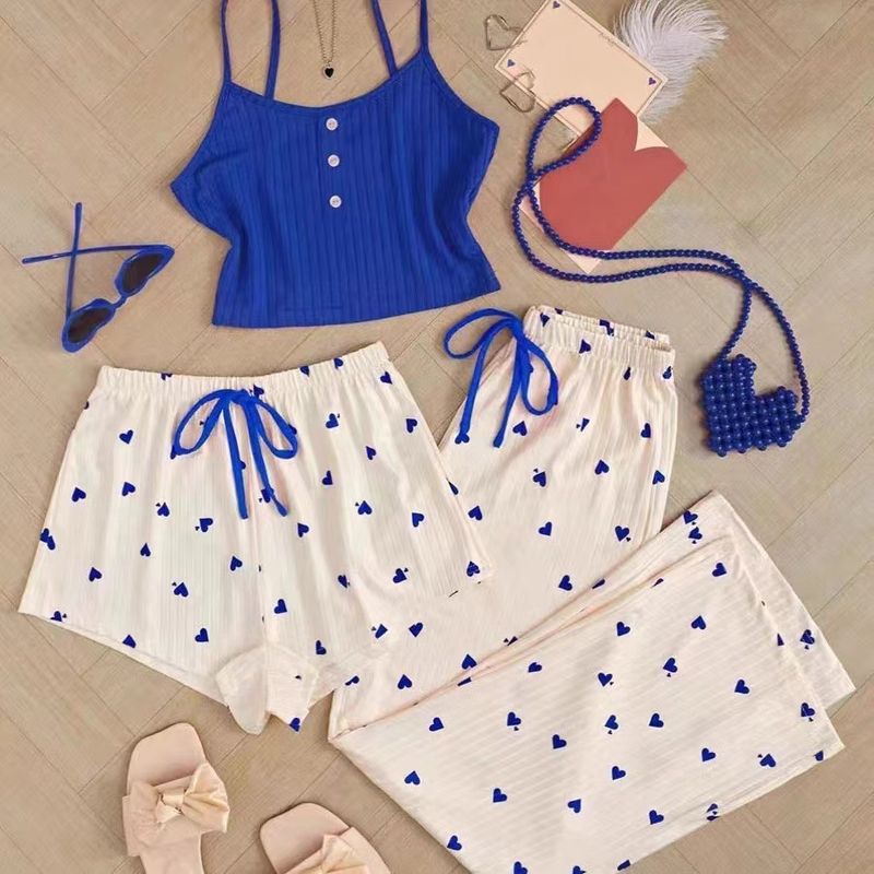 Pigiama da donna, dolce e carino, completo tre pezzi con bretelle e pantaloni, abbigliamento sexy per la casa alla moda, indossabile anche all'esterno._voghion.com