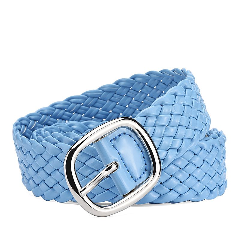Women Braided Belts SummerVersion Of The Word Buckle PU Decorative Dress Belt Ladies Sweet Princess Candy Color Braided Belt_voghion.com