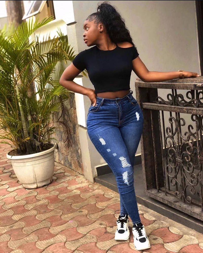Women's trousers style ripped jeans Internet celebrity student pants_voghion.com