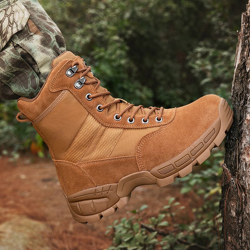 Stivali tattici da uomo, stivali militari da combattimento alti, per escursionismo, campeggio, pesca, stivali da deserto leggeri e resistenti con supporto alla caviglia_voghion.com