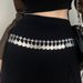 Zilveren metalen munthanger tailleketting voor vrouwen, kwastje lange jurk riem_voghion.com