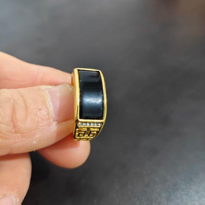 Nuovo anello da uomo regolabile, elegante e versatile, con cava aperta dominante nera a sella_voghion.com