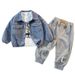 Ubrania dla dzieci Garnitury dla chłopców Nowe ubrania dla dzieci na wiosnę Piękne i modne ubrania Modny dziecięcy garnitur trzyczęściowy z dżinsu Modny_voghion.com