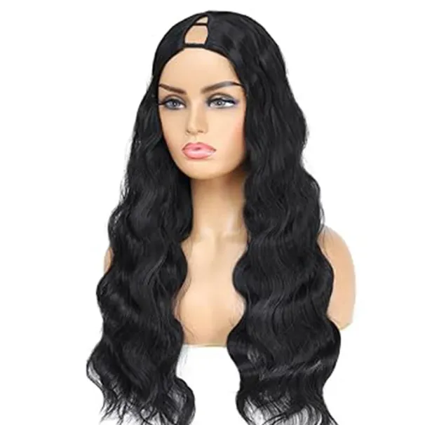 Vücut Dalgası V Parça İnsan Saçı Perukları Brezilya Remy Klip Makine Peruk Kadınlar_voghion.com