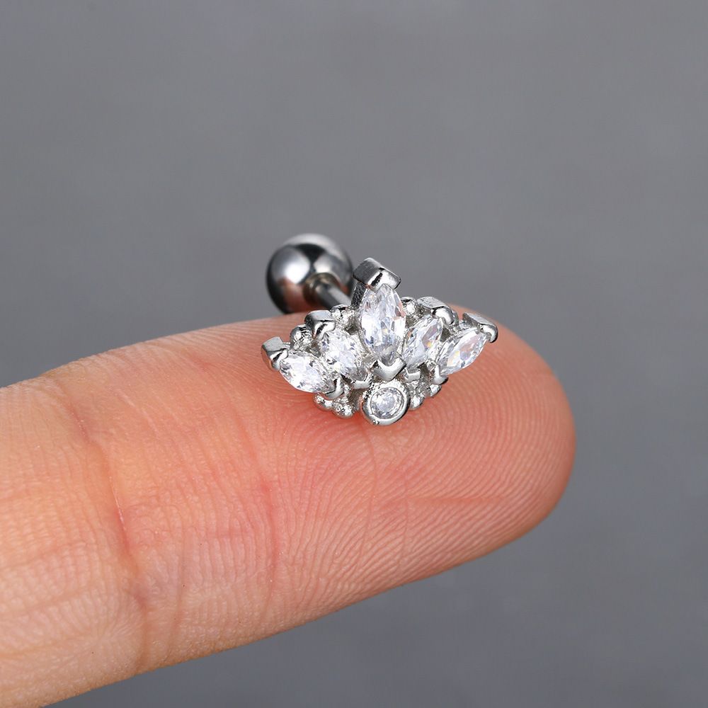 Orecchini unisex con zircone per le donne, viti in acciaio inossidabile a forma di petalo, orecchini a forma di palla, orecchini popolari_voghion.com