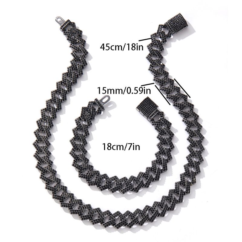 INS Hip-Hop High-End Feel 15MM Zinc Alloy Full Diamond Personality Ring Street Style Rap Cuban Chain_voghion.com