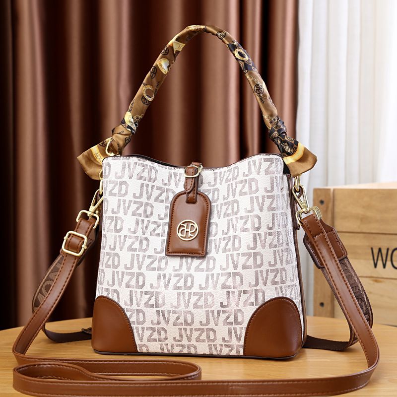 Women's New Printed Handbag Bucket Bag Single Shoulder Bag Crossbody Bag Brown Fancy Bag_voghion.com