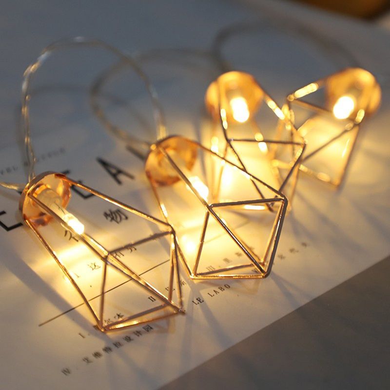 3 meter 20LED jern diamant lyslenke vanndråpe geometri små fargede lys juledekorasjon batterilys_voghion.com