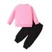 Mother&Kids Round neck long sleeve printed letter top and black trousers baby girls casual two-piece suit_voghion.com