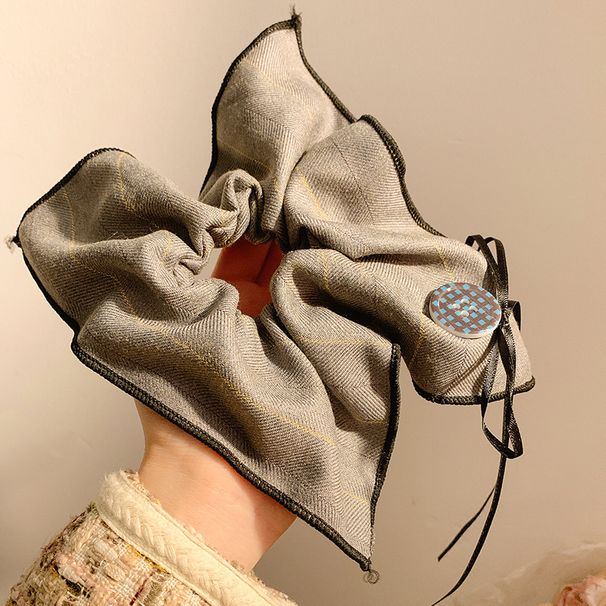 Sciarpa con fiocco a righe di Maillard, fascia per intestino crasso, sensazione di alta qualità da donna, coda di cavallo bassa, capelli quadrati oversize_voghion.com