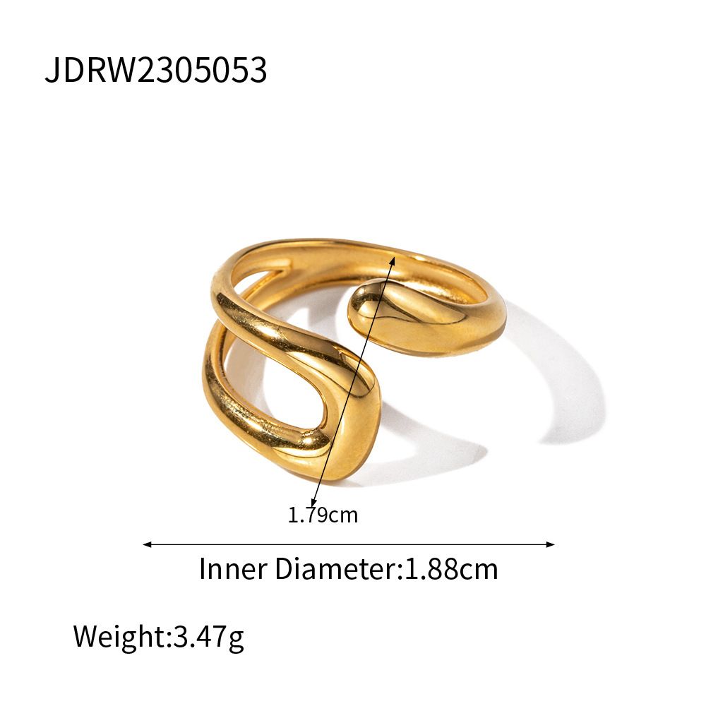 Damenschmuck Ruhiges und schönes Design Vergoldeter offener Ring Einfache Persönlichkeit Kalter Stil Handschmuck_voghion.com