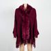 Autumn Winter Tassel Shawl Fur Collar Cape Solid Color Knitted Sweater Coat_voghion.com