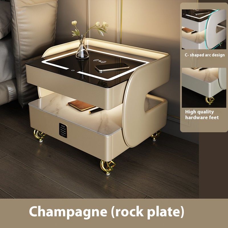 Smart Table Bedroom Modern Home Simple Luxury Multifunctional Wireless Charging Internet Celebrity Solid Wood Bedside Table_voghion.com