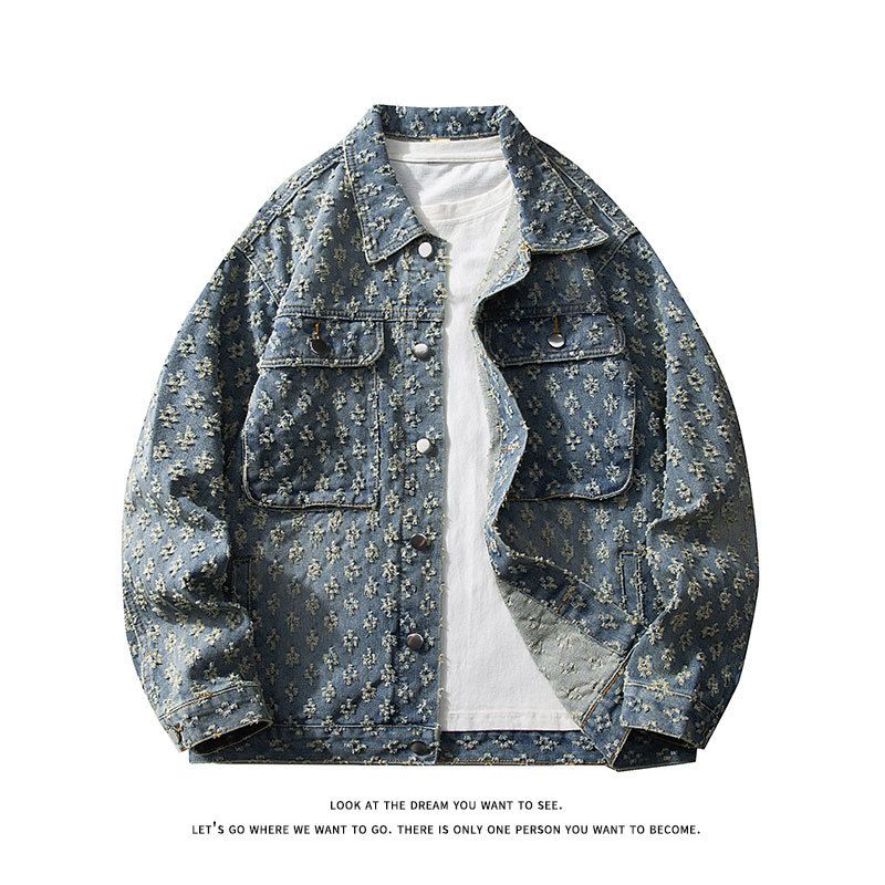 ​​Unisex Distressed Denim Jacket – Oversized Vintage Washed Coat | Trendy Sanded Finish For Spring & Fall​​_voghion.com