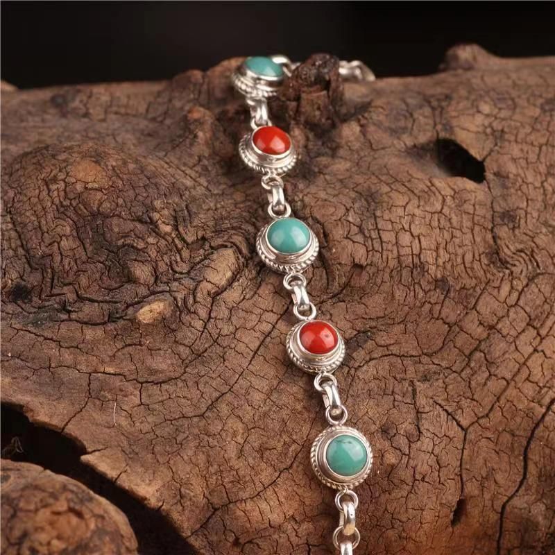 Bracciale turchese di alta qualità, fatto a mano in Nepal, per donna, stile etnico tibetano creativo e unico_voghion.com