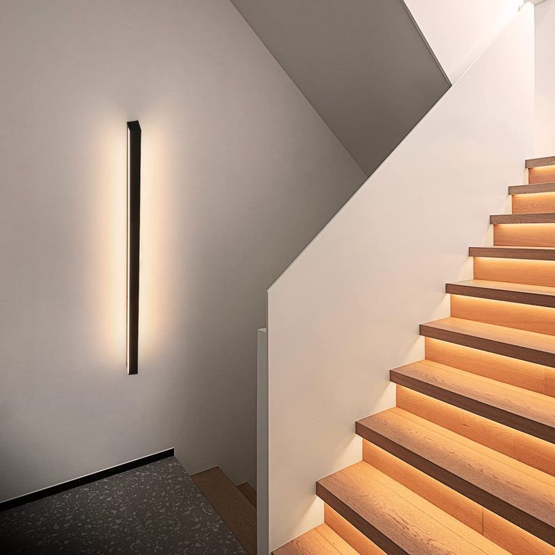 Wandlampe Led Wandleuchte Innen -Moderne Wandbeleuchtung 100CM 34W Up Down Warmweiß Flurlampe Schwarz Bettlampe Für Treppenhaus Kinderzimmer Wohnzimmer_voghion.com