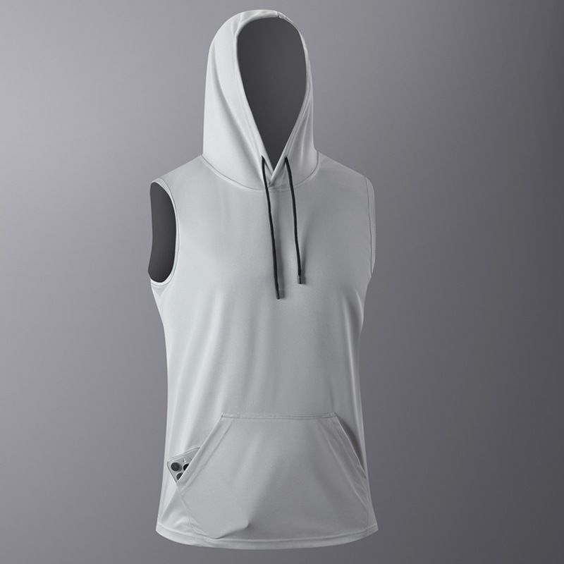Herrenbekleidung Europäische und amerikanische Sommer-T-Shirts für Herren, ärmellos, Fitness, Sport, schnelltrocknend, kurzärmelig, Weste mit Kapuze, europäische Größe_voghion.com