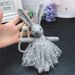 Portachiavi creativo con ciondolo per borsa, in pizzo con strass e coniglio, accessorio per interni auto, stile coreano, tendenza, da donna_voghion.com