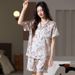 New Women's Pajamas Ice Silk Short Sleeve French Style High-end Plus Size Homewear Thin Summer Set_voghion.com