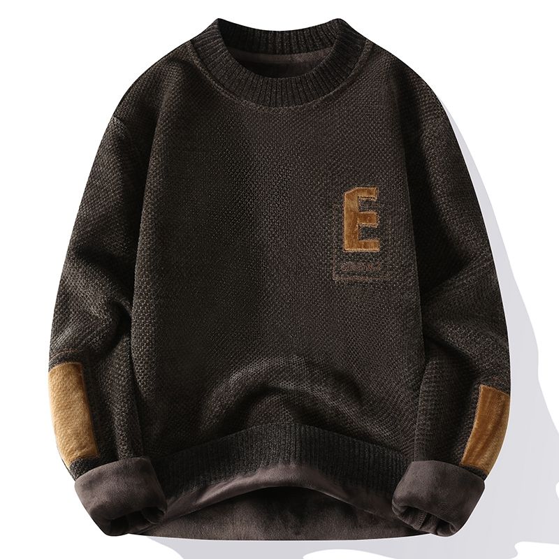 Maglione in ciniglia per uomo, autunno e inverno, tutto in uno, in velluto, super morbido e caldo, più maglione lavorato a maglia con fondo spesso in velluto_voghion.com