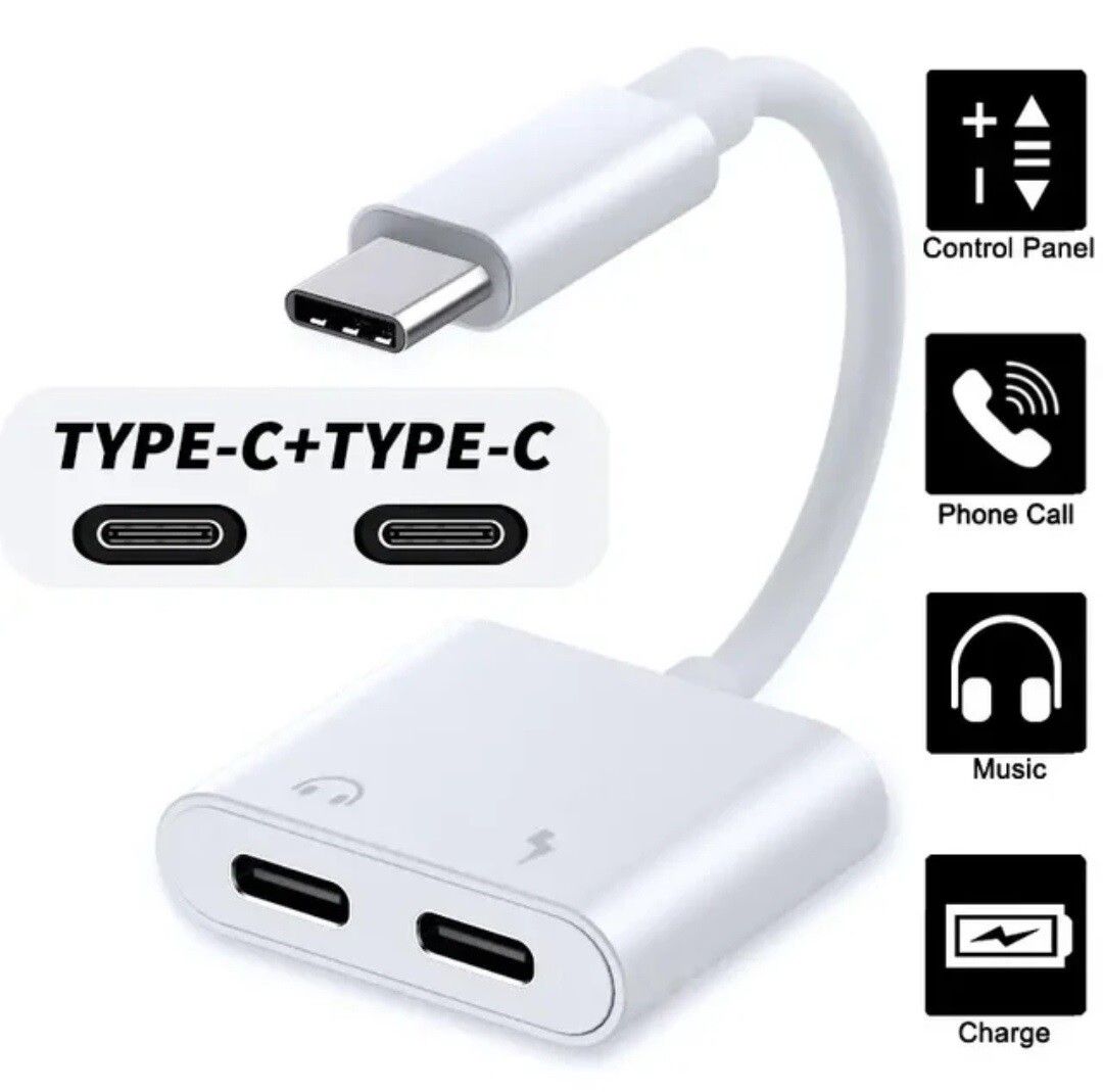 Casque à charge rapide Type-C vers double Type-C pour iPhone 16 Pro Max/15/16+_voghion.com