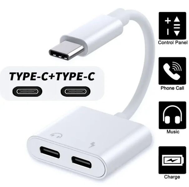 Casque à charge rapide Type-C vers double Type-C pour iPhone 16 Pro Max/15/16+_voghion.com