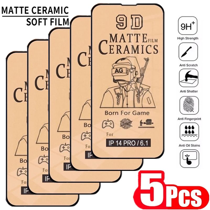 Folie ceramică mată moale, format din 5 bucăți, pentru iPhone 13, 11, 14 Pro Max Mini 8, 7, 6S Plus, folie de protecție pentru ecran_voghion.com