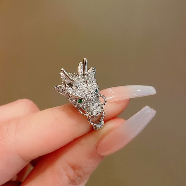 2024 Ny kinesisk Zirkon Drageformet åbningsring Kina-chic modedesign Pegefingerring Højkvalitets håndtøj_voghion.com