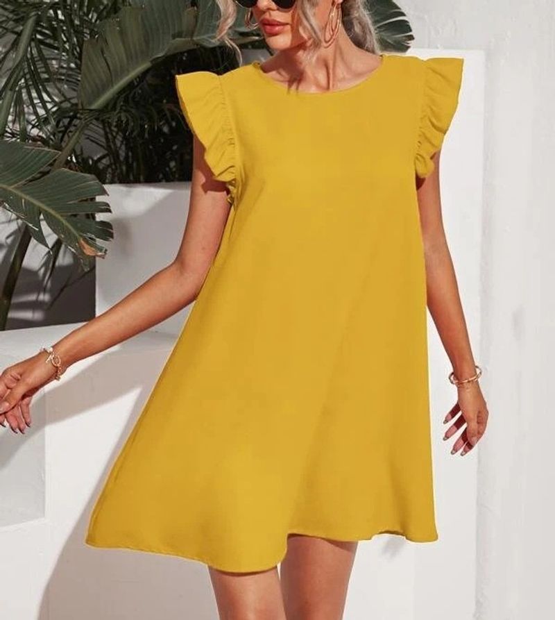 2023 Sommer Damen Neues frisches, süßes, schlankes einfarbiges Kleid_voghion.com