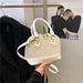 2025 New Straw Woven Shell Fashion Single Shoulder Crossbody Handheld Women's Korean Style Simple Texture Color-Block_voghion.com