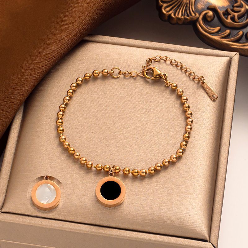 Koreanische Version Runde Marke Römischen Armband frauen Titan Stahl Überzogene Rose Gold Beliebte Accessoire Edelstahl_voghion.com