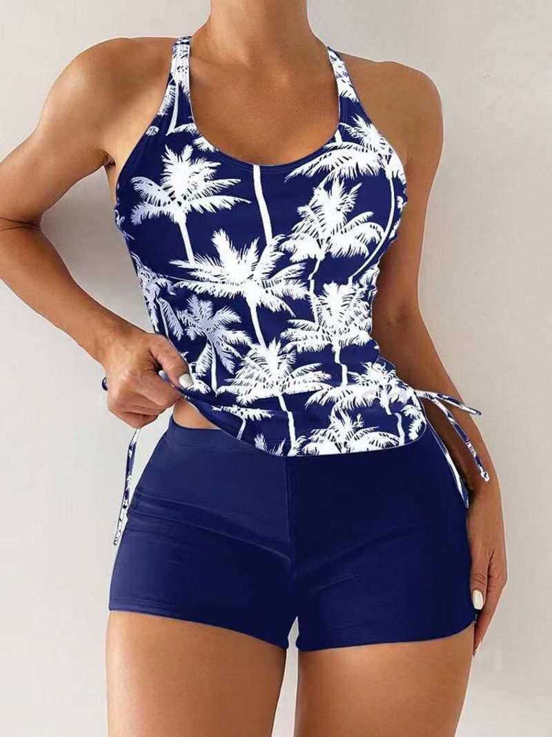 Maillot de bain femme imprimé noix de coco, fente à angle plat, exercice pour couvrir le ventre et paraître mince_voghion.com