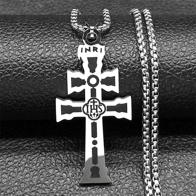 Nuova collana con ciondolo a forma di croce in acciaio inossidabile con taglio a vento_voghion.com