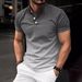 Unbeatable Quality 2024 Spring/Summer New Men's Standing Neck Gradient Casual Short Sleeve Golf Henley Shirt_voghion.com