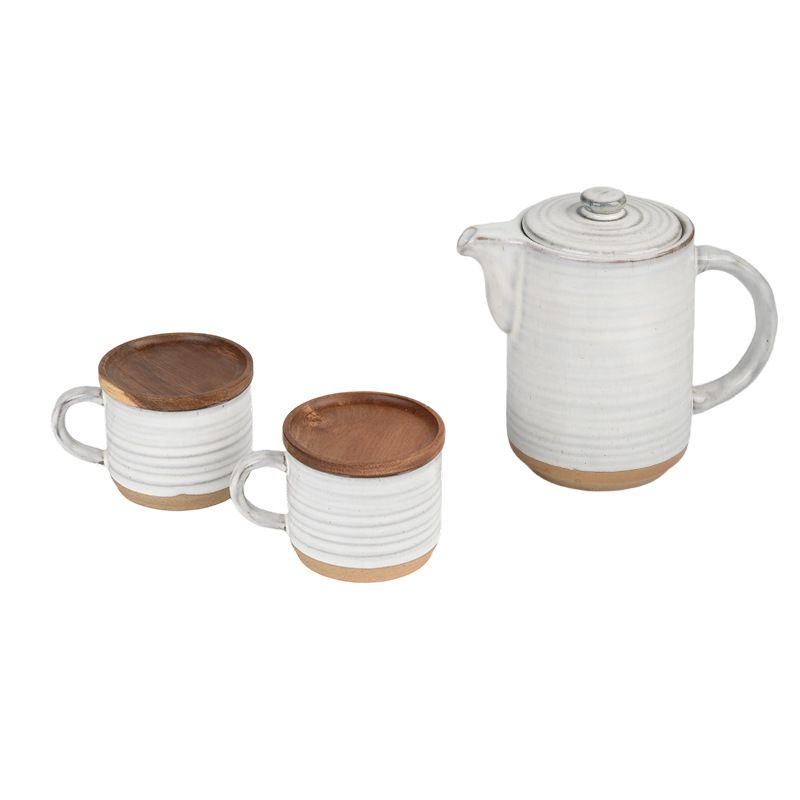 Conjunto de canecas de café de cerâmica com tampa de madeira, 2 peças, xícaras esmaltadas em forno para escritório e casa, perfeitas para café expresso, latte e leite_voghion.com