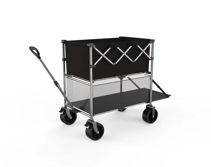 Outdoor Large capacity express shopping cart double-decker camping stall camp trolley_voghion.com