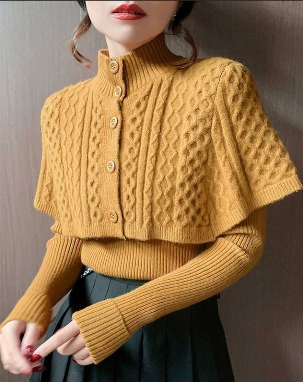 Top lavorato a maglia con scollo a V e maniche lunghe da donna, set da due pezzi 2023, autunno inverno, nuovo e alla moda, con base a coste_voghion.com