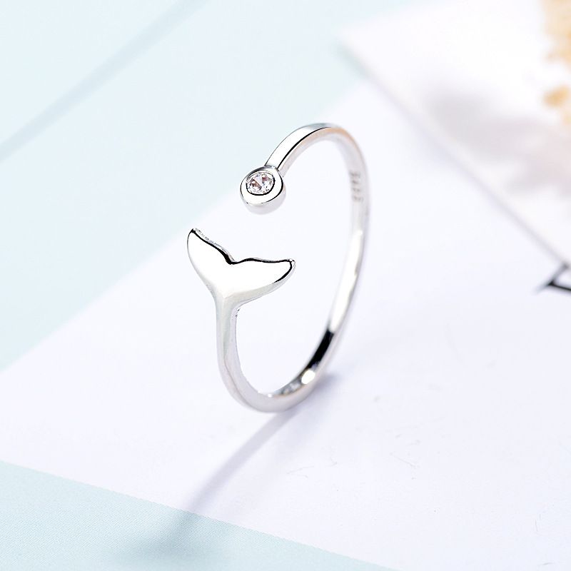 Stempel VENUS Sier Kleur Dolfijn Ring voor Vrouwen Meisje Gift Zeemeermin Staart Sieraden Dropshipping Groothandel_voghion.com