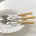 Ceramic Handle Cutlery - Checkerboard Design Tableware_voghion.com