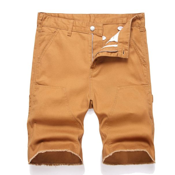 2024 Neue koreanische Mode Einfache Casual Vielseitige Denim Shorts Herren Gerade Schlanke Mittellange Hose_voghion.com