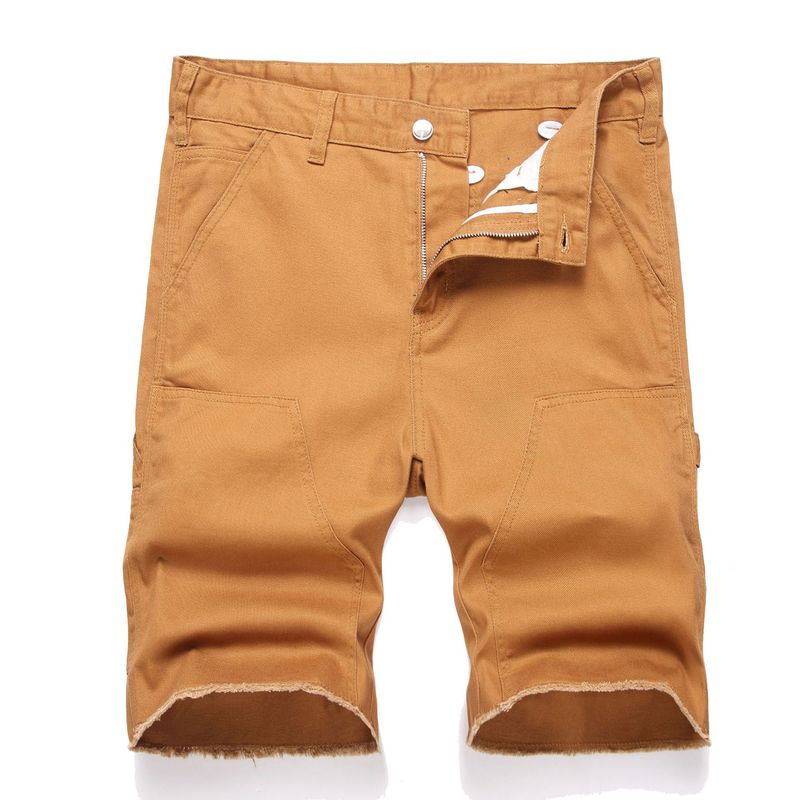 2024 Nuovi pantaloncini in denim versatili, semplici e casual, da uomo, dritti, slim, di media lunghezza, alla moda coreana_voghion.com