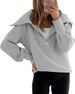 Women's zip-up sweatshirt with lapel long-sleeved shoulder pullover hoodie_voghion.com