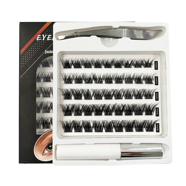 Eyelash Set Black tweezers glue Hot melt hair DIY single cluster false eyelashes_voghion.com